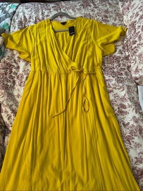torrid Yellow Wrap Maxi Dress with Tie Waist